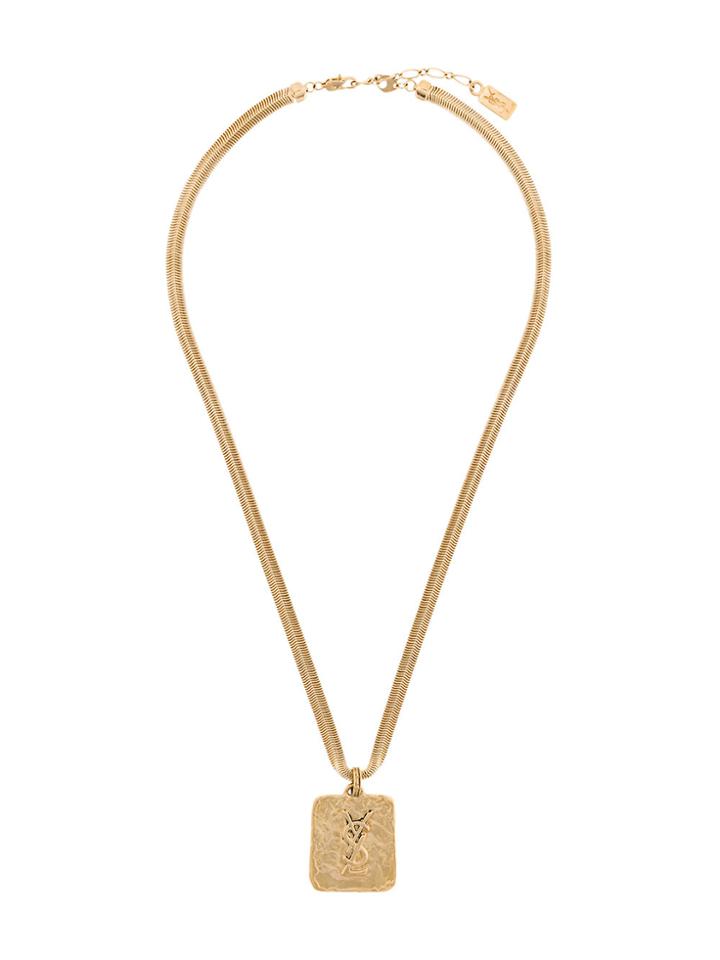 Yves Saint Laurent Vintage Logo Pendant Necklace - Yellow & Orange
