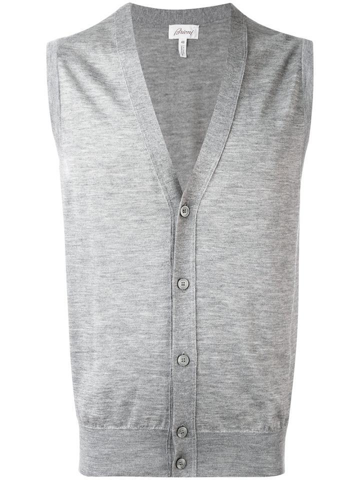 Brioni - Buttoned Vest - Men - Silk/cashmere - 56, Grey, Silk/cashmere