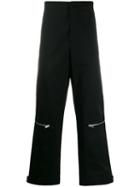 Jil Sander Wide Leg Zipped Trousers - Black