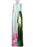 Halpern Striped Sequinned Halterneck Jumpsuit - Pink