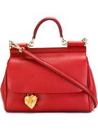 Dolce & Gabbana Small Sicily Tote, Women's, Red, Calf Leather