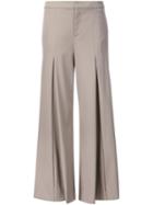 Ralph Lauren Flared Pleated Trousers, Women's, Size: 10, Nude/neutrals, Elastodiene/wool