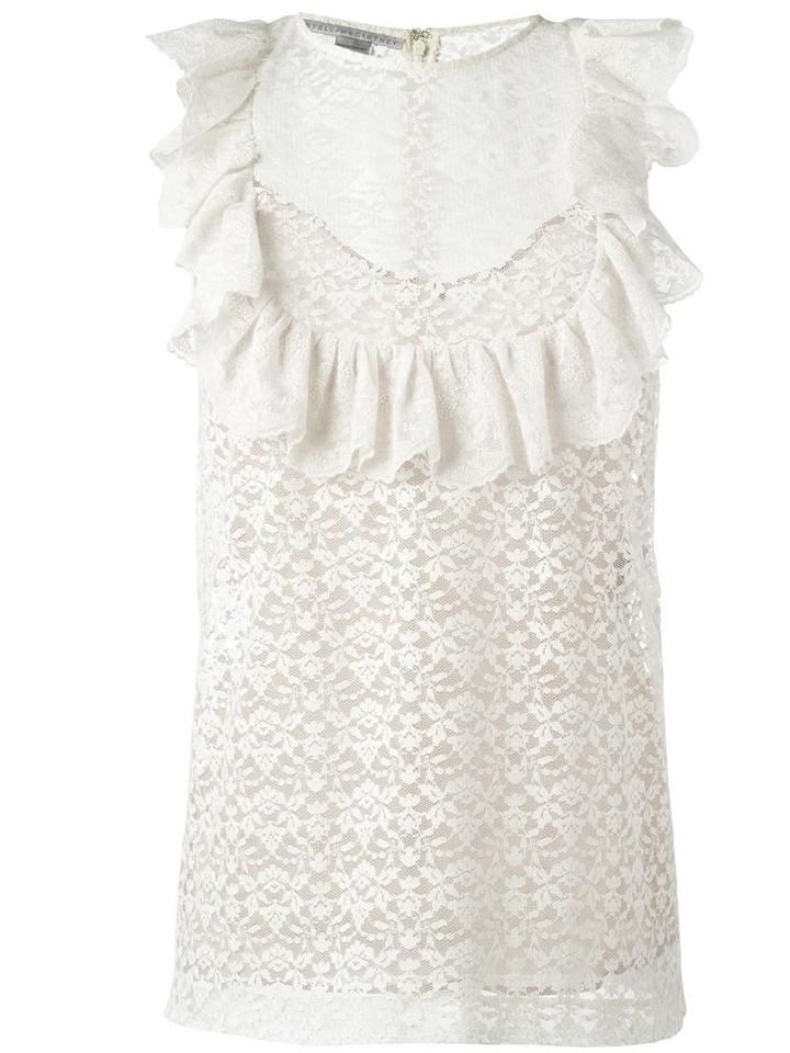 Stella Mccartney Flounce Sleeveless Blouse, Women's, Size: 42, Nude/neutrals, Cotton/polyester