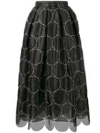 Rochas Circle Pattern Full Skirt, Women's, Size: 40, Black, Silk
