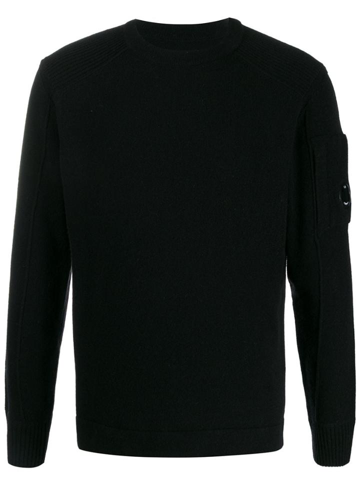Cp Company Ribbed Detail Crew Neck Sweater - Black