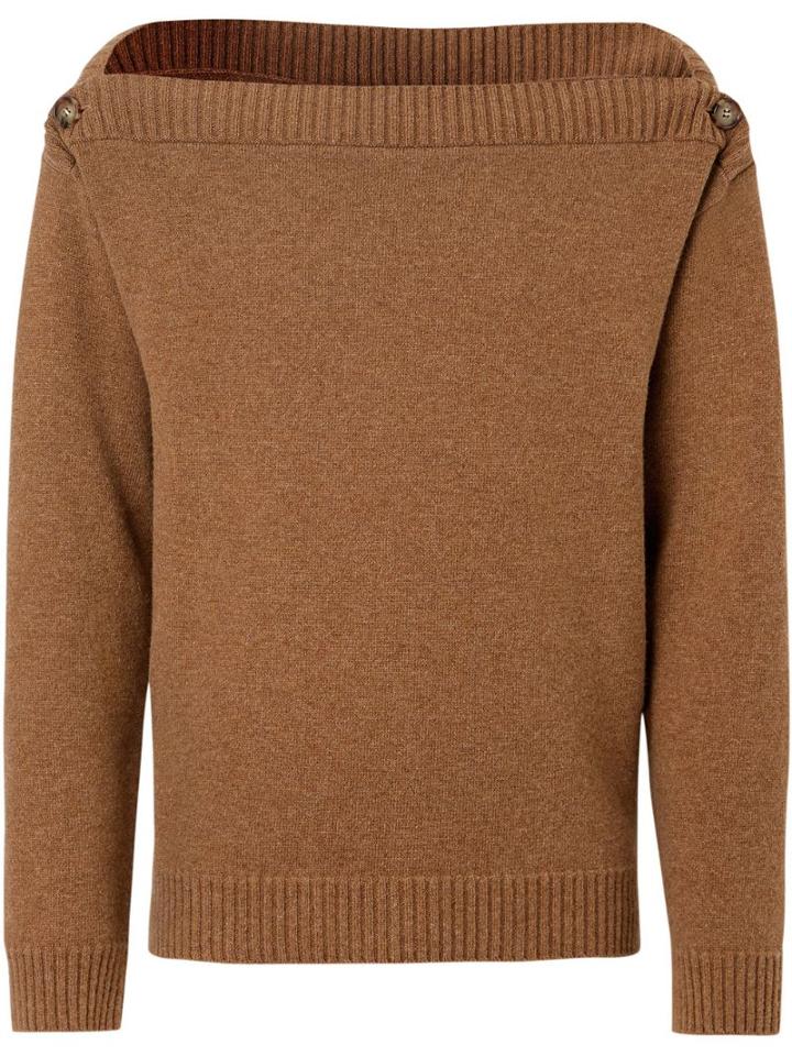Burberry Boat Neck Wool Sweater - Brown