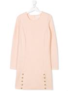 Chloé Kids Teen Scallop Button Trim Dress - Pink & Purple