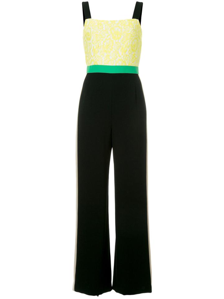 Han Ahn Soon Lace Detail Side Stripe Jumpsuit - Yellow & Orange