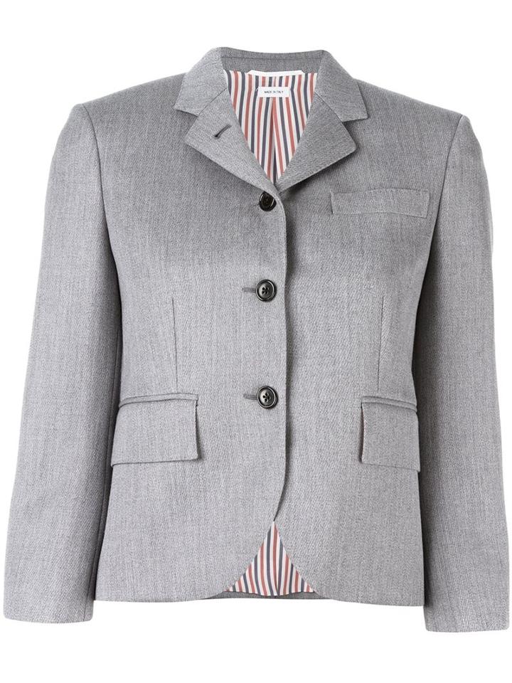 Thom Browne Three-button Blazer, Women's, Size: 44, Grey, Silk/wool