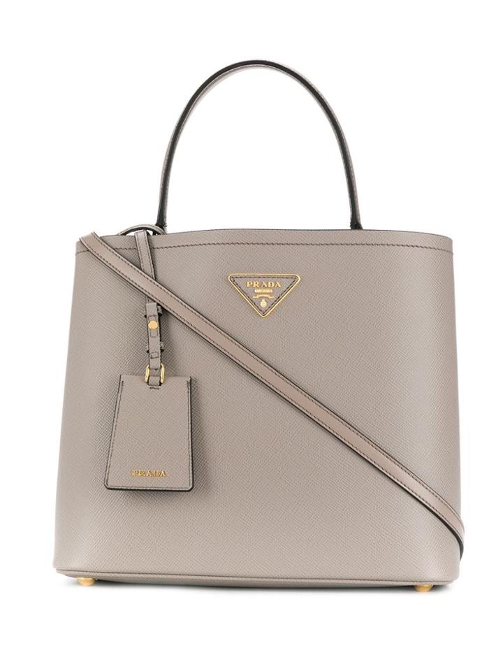Prada Double Saffiano Leather Bag - Grey