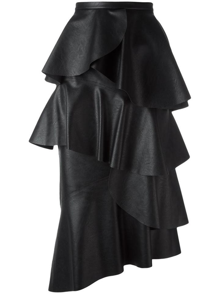 Antonio Marras Layered Ruffle Skirt, Women's, Size: 42, Black, Polyester/polyurethane/viscose