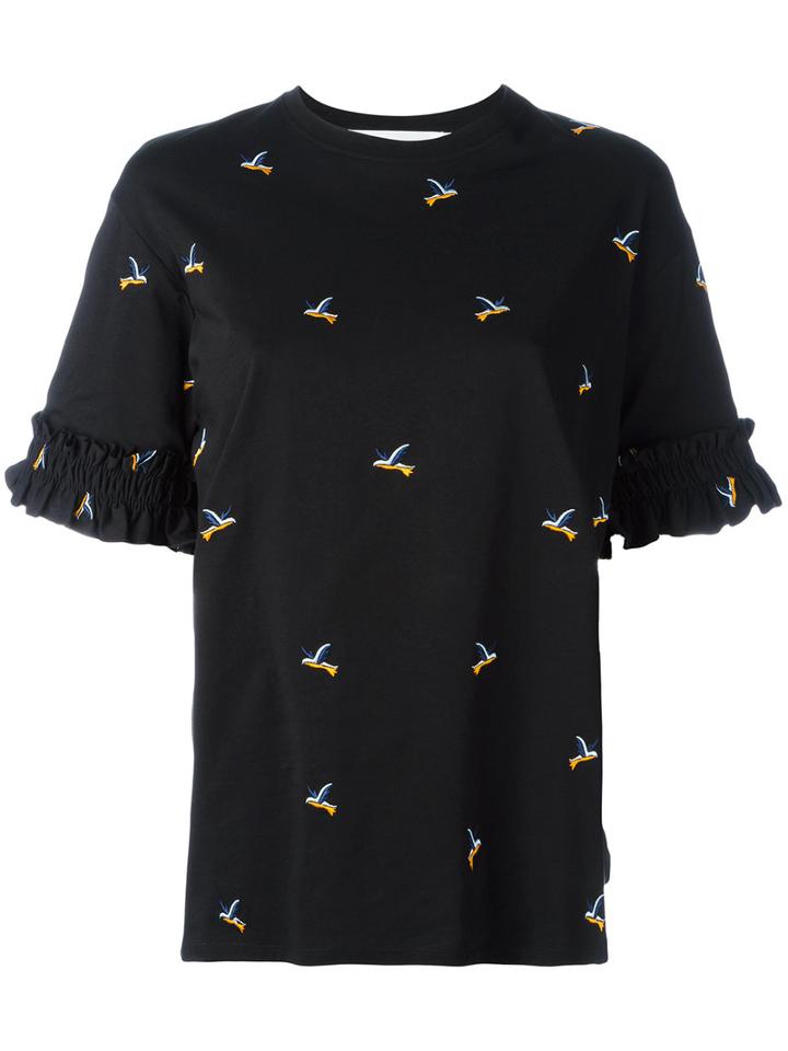 Victoria Victoria Beckham Hummingbird Print T-shirt, Women's, Size: Medium, Black, Cotton