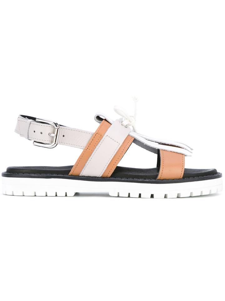Pollini Fringed Slingback Sandals - Nude & Neutrals