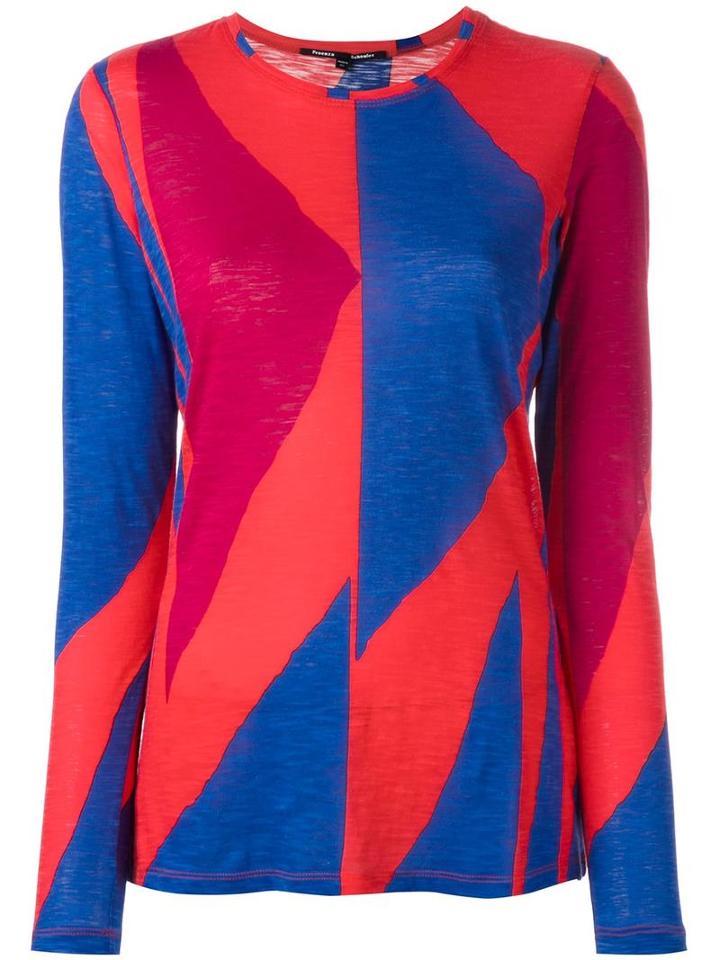 Proenza Schouler Geometric Print T-shirt, Women's, Size: Medium, Red, Cotton