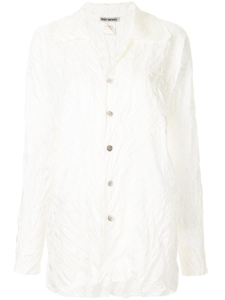 Issey Miyake Vintage Spread Collar Creased Shirt - White