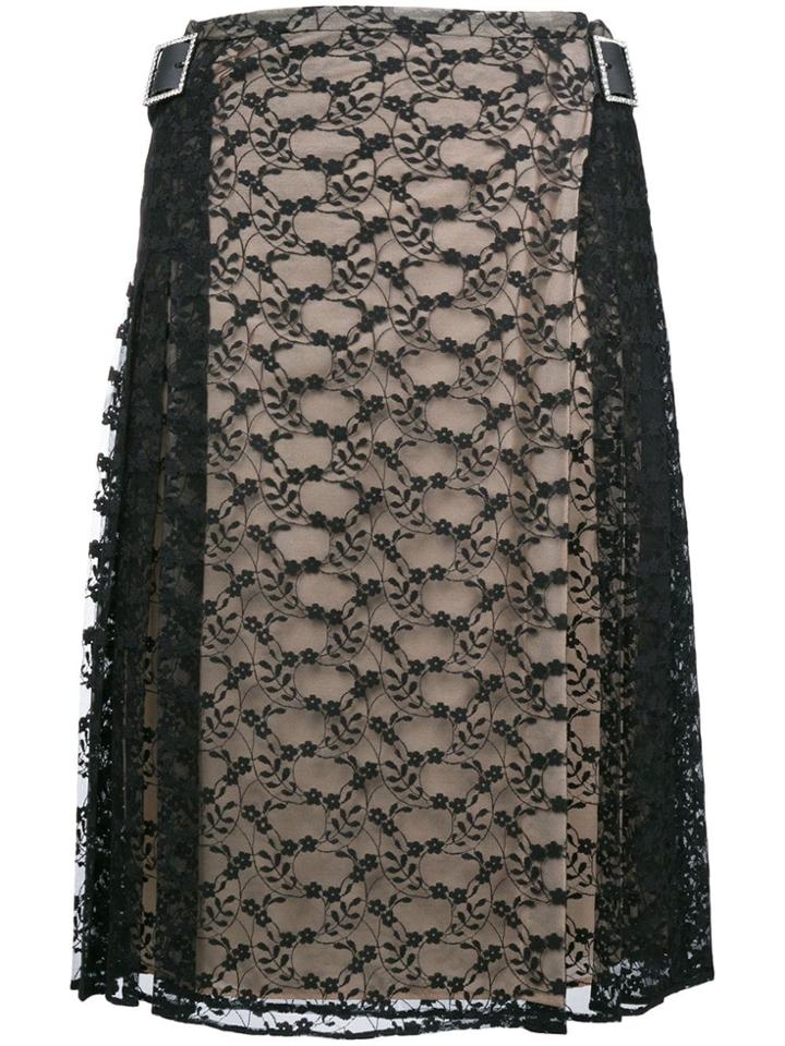 Christopher Kane Lace Crystal Buckle Kilt - Black