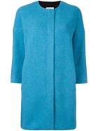 Akris Punto Round Neck Boxy Jacket, Women's, Size: 34, Blue, Polyamide/polyester/polyurethane/wool