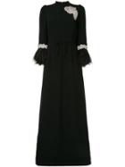 Andrew Gn Long Feathered Cuff Dress - Black