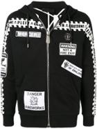 Philipp Plein Caution Warning Zip-up Jacket - Black