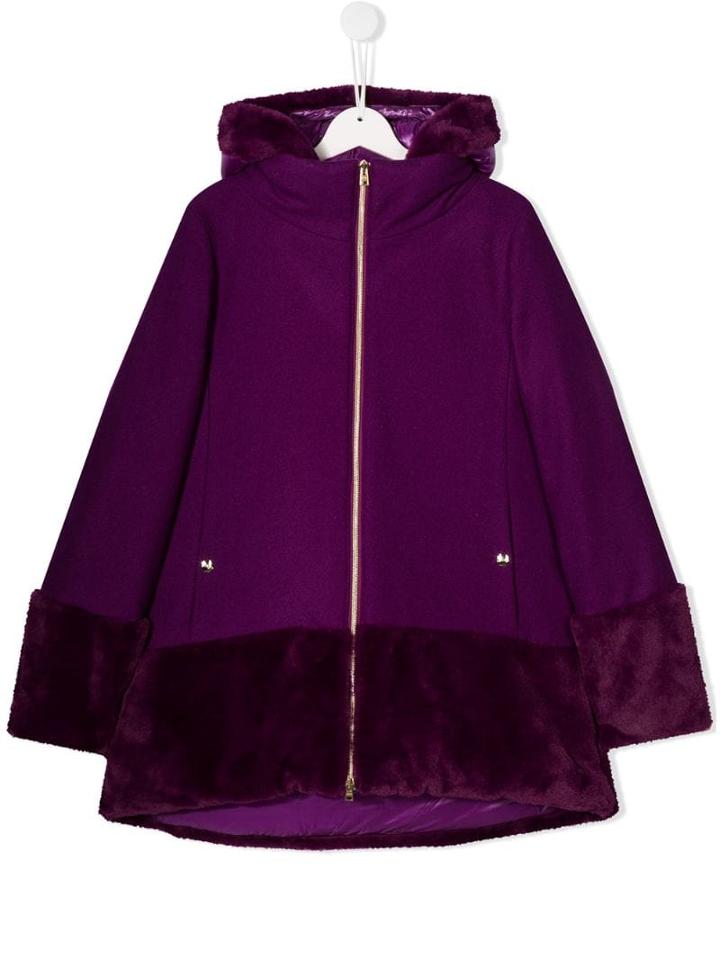 Herno Kids Two Tone Coat - Purple