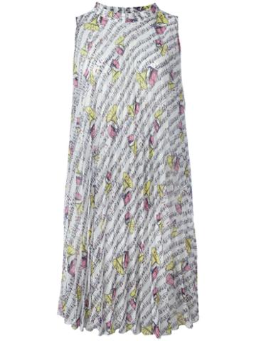 Ultràchic - Gramophone Print Dress - Women - Polyester/acetate/pbt Elite - 44, Women's, White, Polyester/acetate/pbt Elite