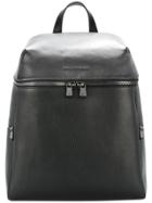 Emporio Armani Zipped Front Logo Backpack - Black