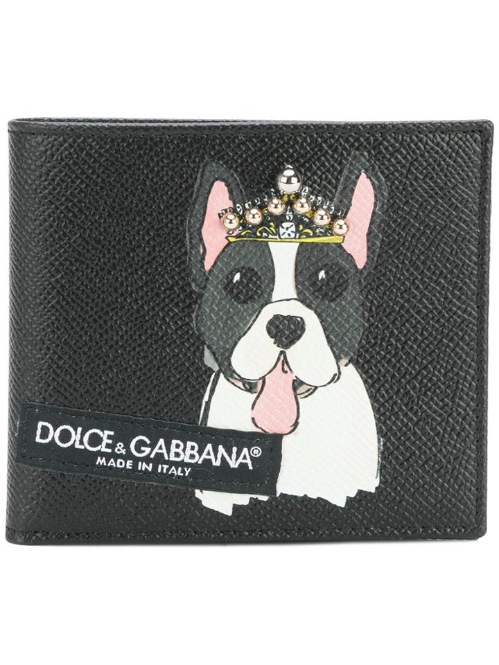 Dolce & Gabbana Dog Print Fold Out Wallet - Black
