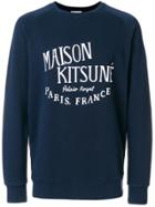 Maison Kitsuné Logo Print Sweatshirt - Blue