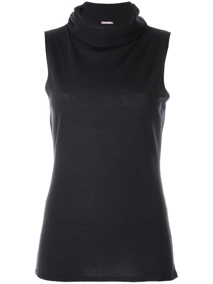 Hemisphere Roll Neck Sleeveless Top - Grey
