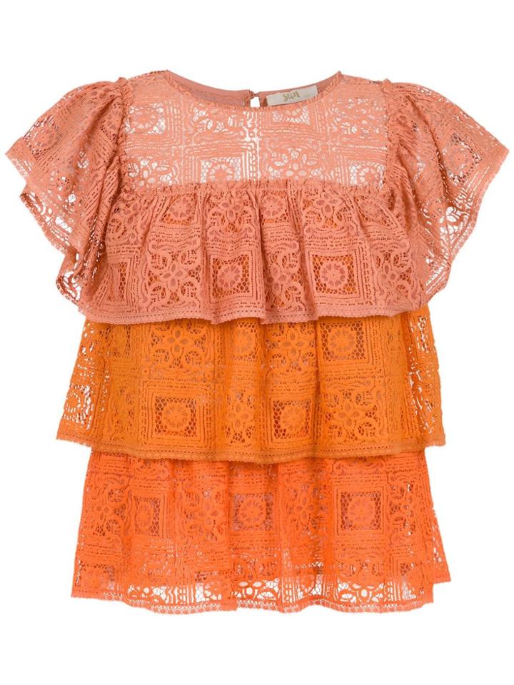 Nk Ruffled Lace Top - Orange