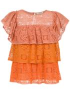 Nk Ruffled Lace Top - Orange
