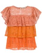 Nk Ruffled Lace Top - Orange