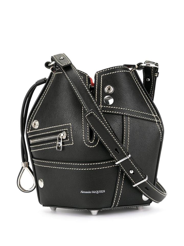 Alexander Mcqueen Biker Bucket Bag - Black