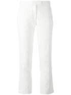 Joseph Cropped Flared Trousers, Women's, Size: 42, White, Cotton/ramie