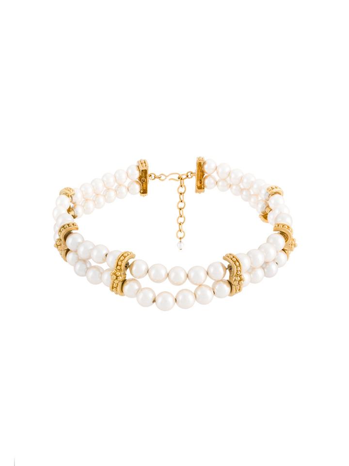 Monet Vintage Synthetic Pearl Necklace - White