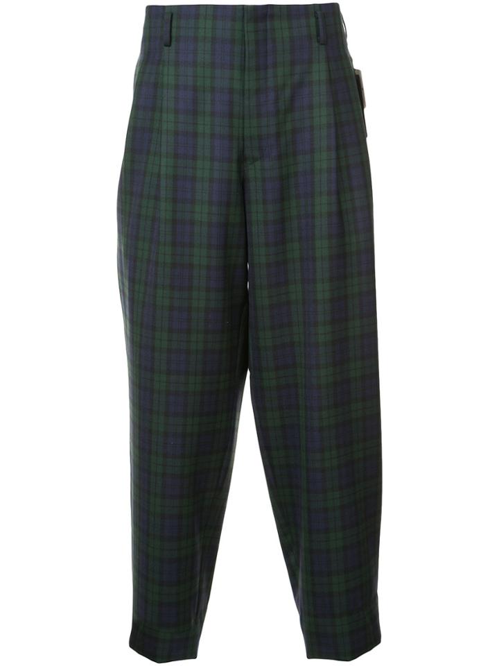 Comme Des Garçons Homme Plus Tartan Drop Crotch Trousers - Blue