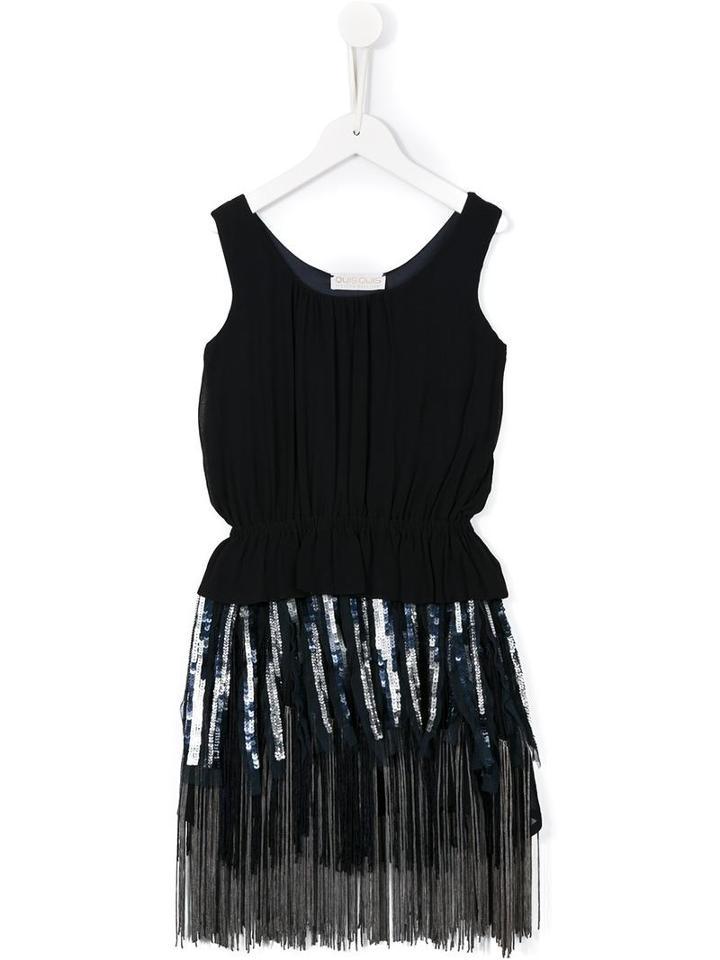 Quis Quis Sequin & Chain Fringed Dress, Girl's, Size: 8 Yrs, Blue