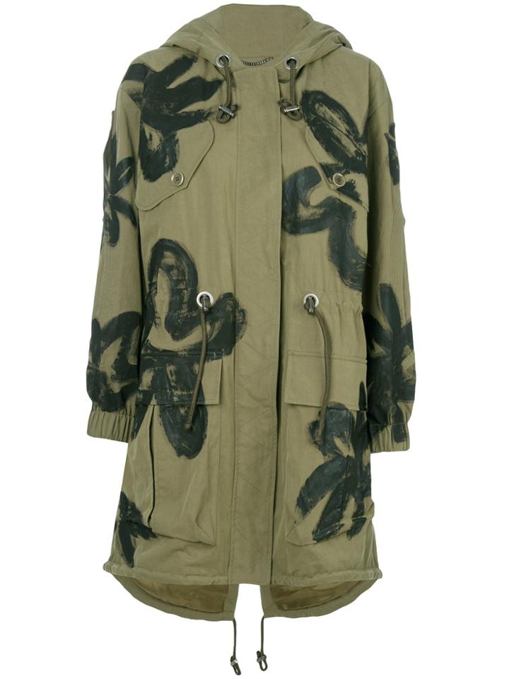 Moschino Floral Painted Parka - Green