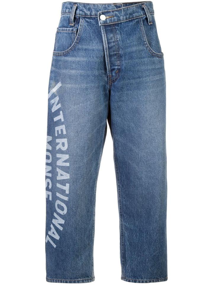Monse Wide Leg Cropped Jeans - Blue