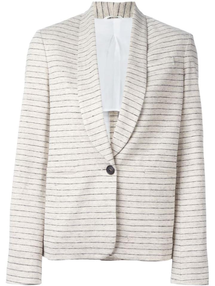 Brunello Cucinelli Stripe Boxy Blazer, Women's, Size: 42, Nude/neutrals, Silk/cotton/linen/flax/acetate