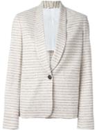 Brunello Cucinelli Stripe Boxy Blazer, Women's, Size: 42, Nude/neutrals, Silk/cotton/linen/flax/acetate