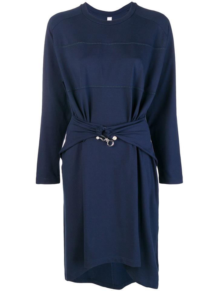 Carven Pearl Hook Belted Dress - Blue