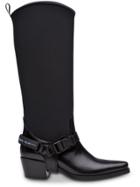 Prada Leather And Neoprene Boots - Black