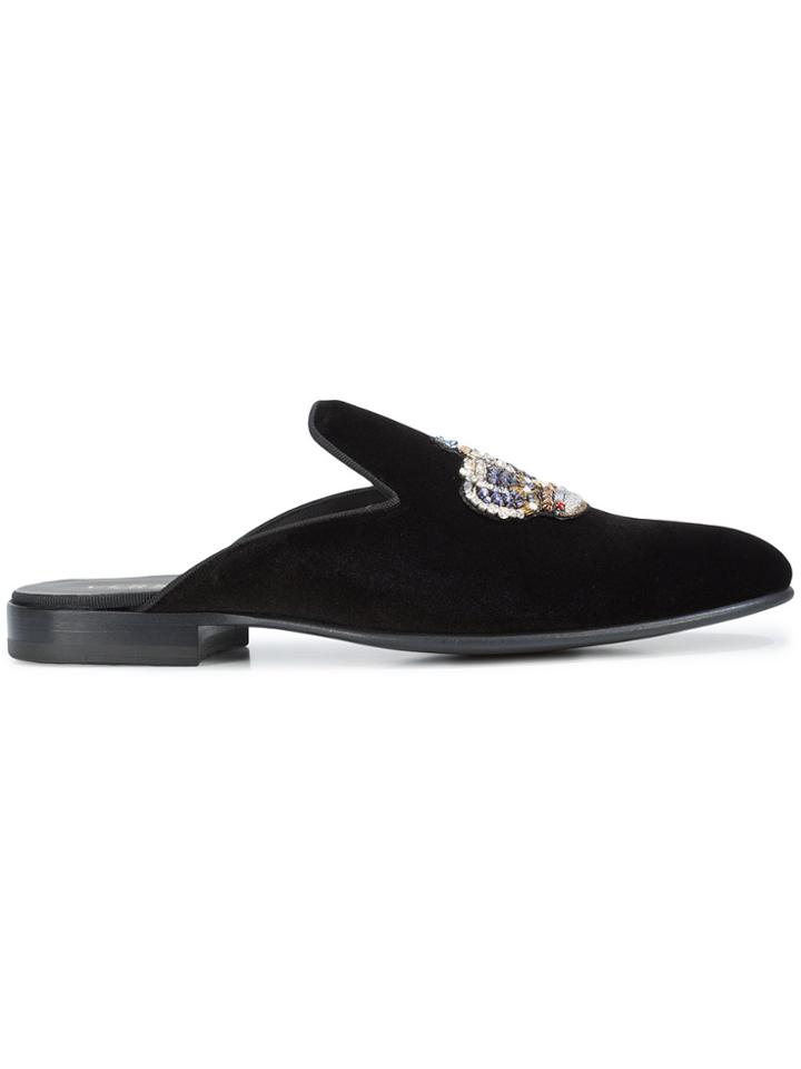 Versace Royalty Crown Mules - Black