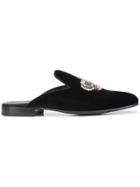 Versace Royalty Crown Mules - Black