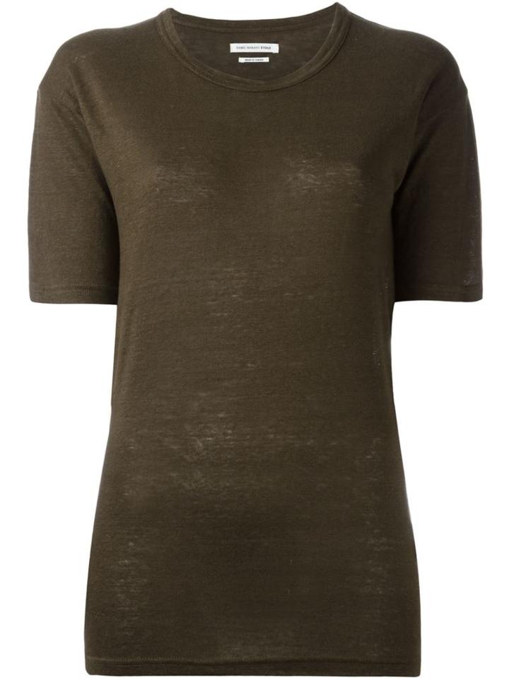 Isabel Marant Étoile - 'keiran' T-shirt - Women - Linen/flax - S, Green, Linen/flax