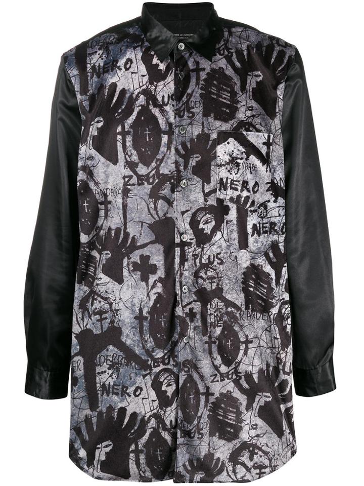 Comme Des Garçons Homme Plus Graphic Print Contrast Sleeve Shirt -
