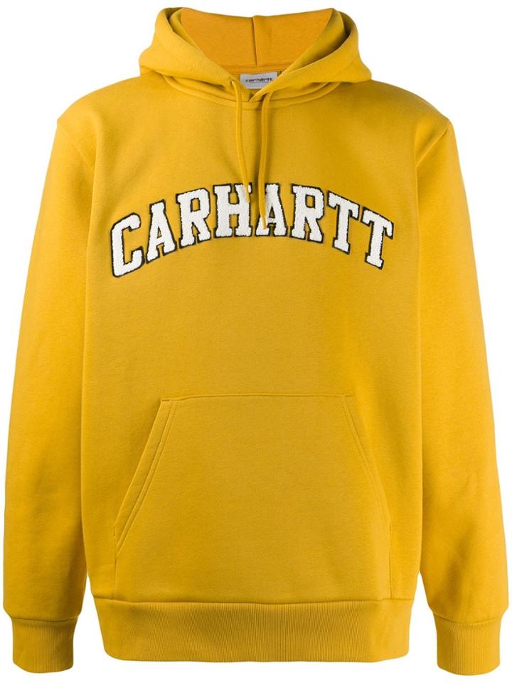 Carhartt Wip Hooded Logo Embroidery Sweatshirt - Yellow