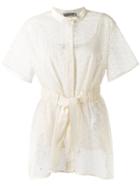 Sportmax - Shortsleeved Belted Shirt - Women - Cotton/linen/flax/polyester - 46, Nude/neutrals, Cotton/linen/flax/polyester