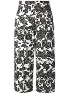 Msgm Floral Print Cropped Trousers - Black